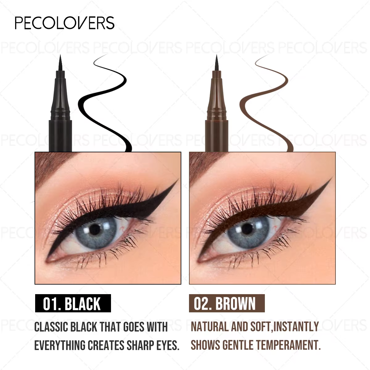 Eyeliner soyeux imperméable 3 pièces/ensemble