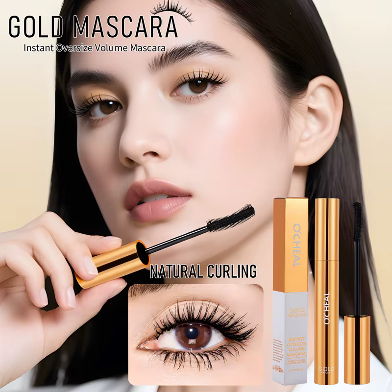 Mascara O'CHEAL Gold Mascara Noir 3D Soie Épaisse Bouclée Allongeant les Cils Séchage Rapide Difficile à Baver Longue Durée Imperméable