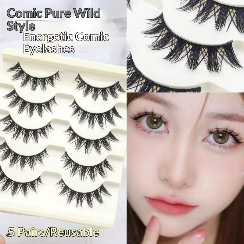 Nouvelles 5 paires de faux cils Manga pour cosplay
