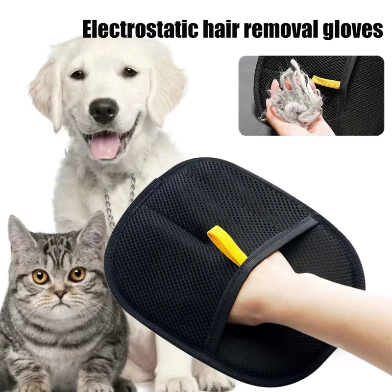 Gant d'épilation pour animaux de compagnie, gants d'épilation électrostatiques Double face, brosse dépoussiérante réutilisable et lavable pour chien et chat
