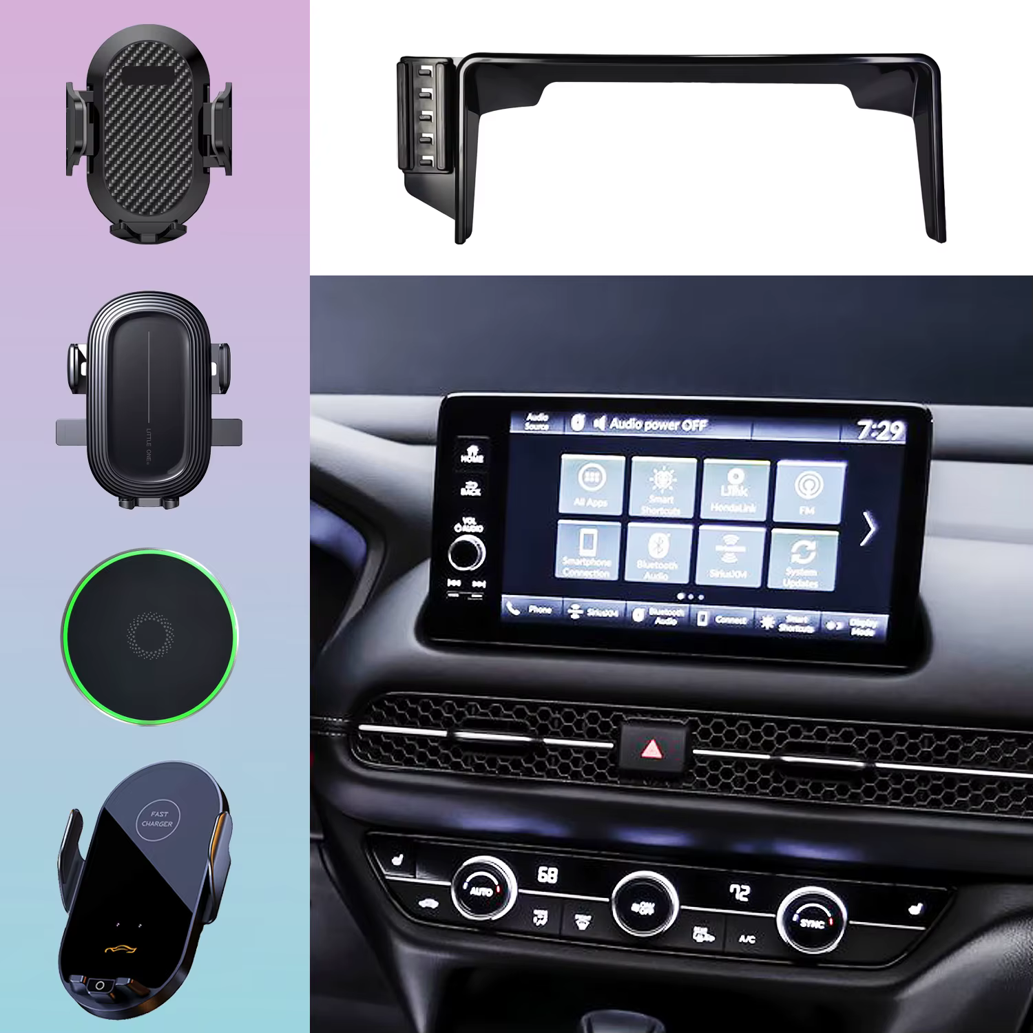 Support de téléphone portable pour Honda HRV HR-V 2023 2024, aimant de voiture, charge sans fil, accessoires de voiture, Support de Base d'écran 9 pouces