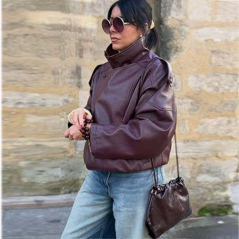 Vestes en similicuir pour femmes, veste bomber oversize pour femmes, manteaux d'hiver pour femmes, vêtements d'extérieur, vestes demi-saison
