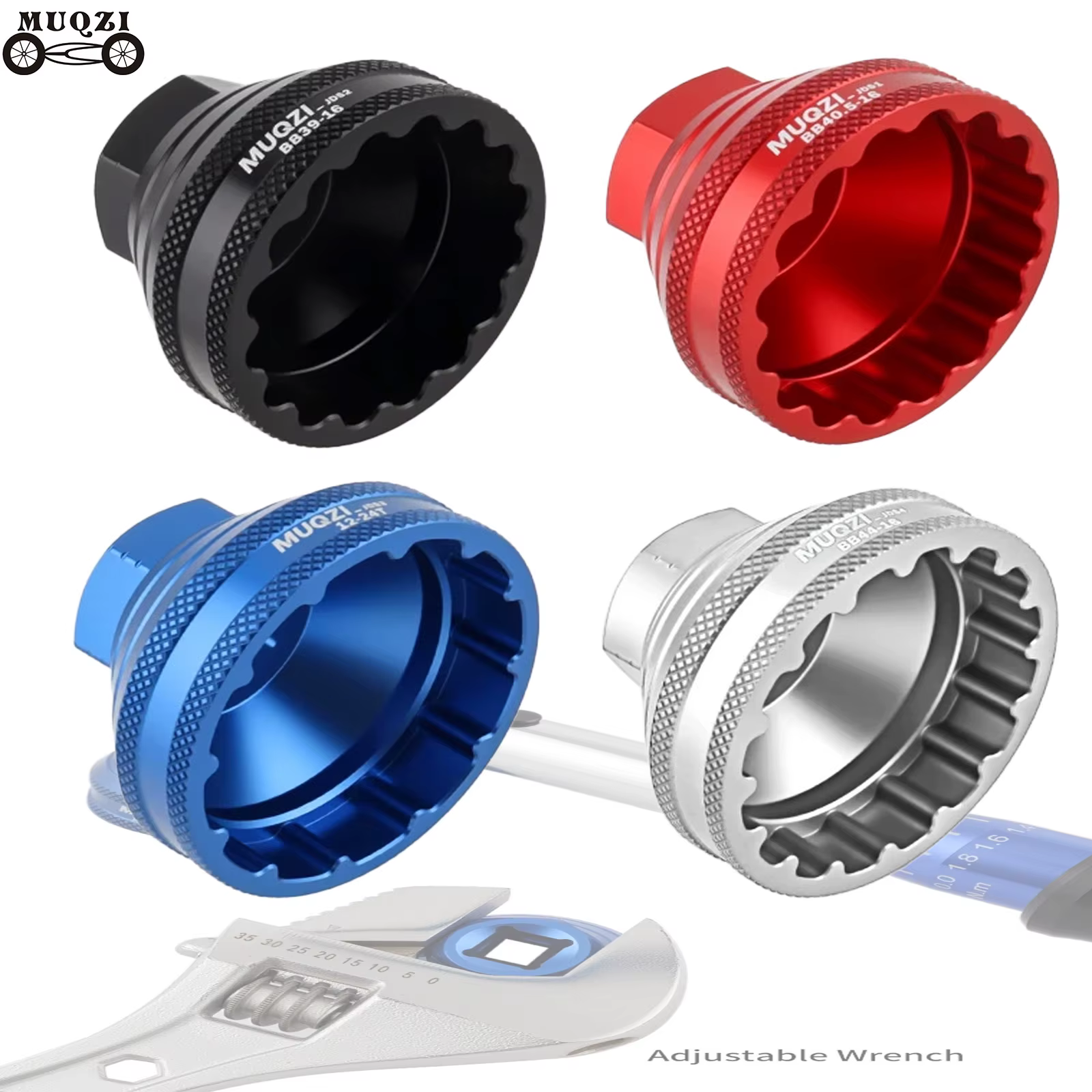 Outil d'installation et de démontage de boîtier de pédalier MUQZI 12/16 encoches, compatible avec les coupelles de pédalier de 39 mm/40,5 mm/44 mm/45,6-46,6 mm de diamètre extérieur, pour réparation d