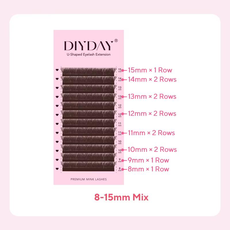 DIYDAY en forme de U YY cils bruns Premium PBT BASF YY brun foncé Extension de Faux