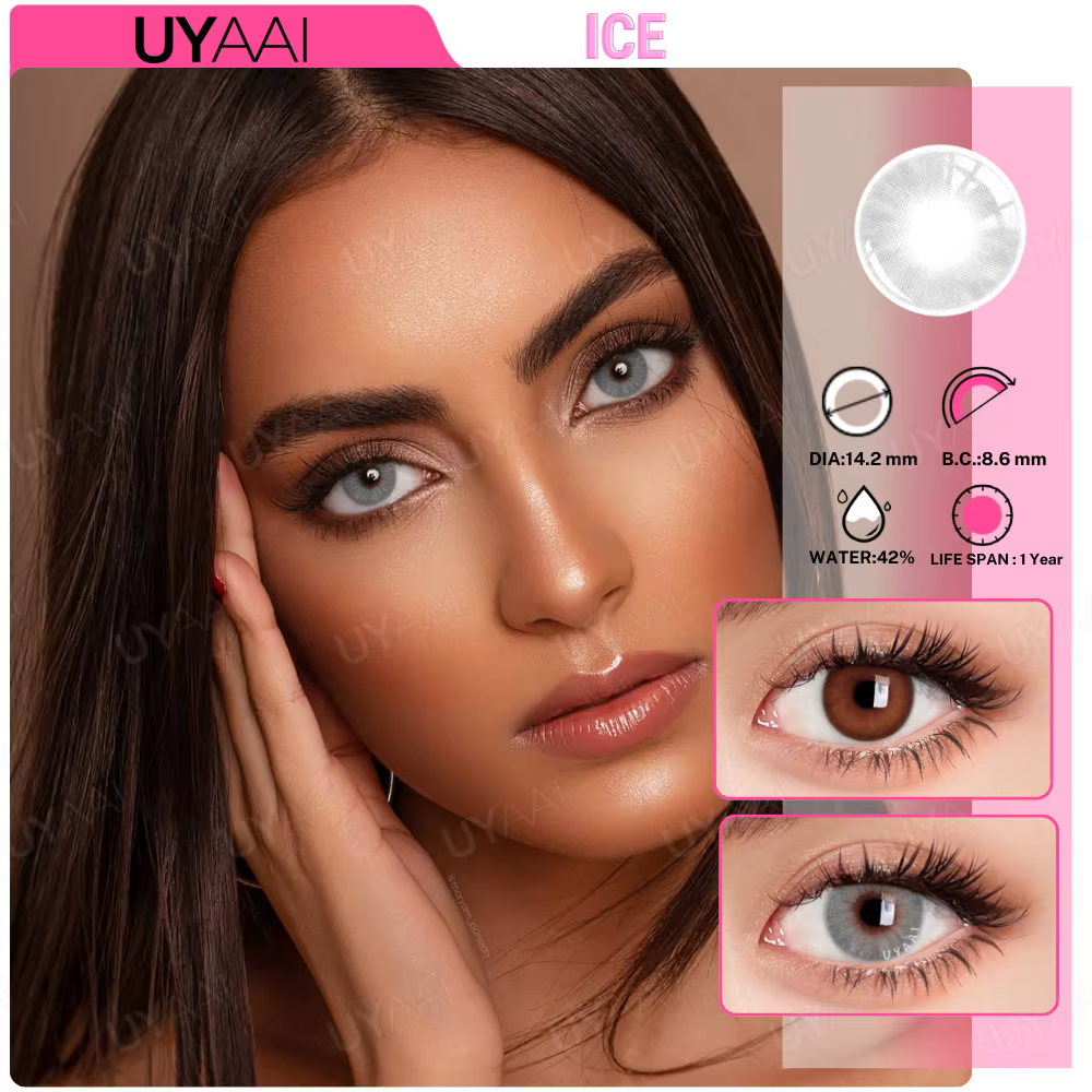 UYAAI lentilles de contact de couleur naturelle pour les yeux pupilles gris glacé lentille verte