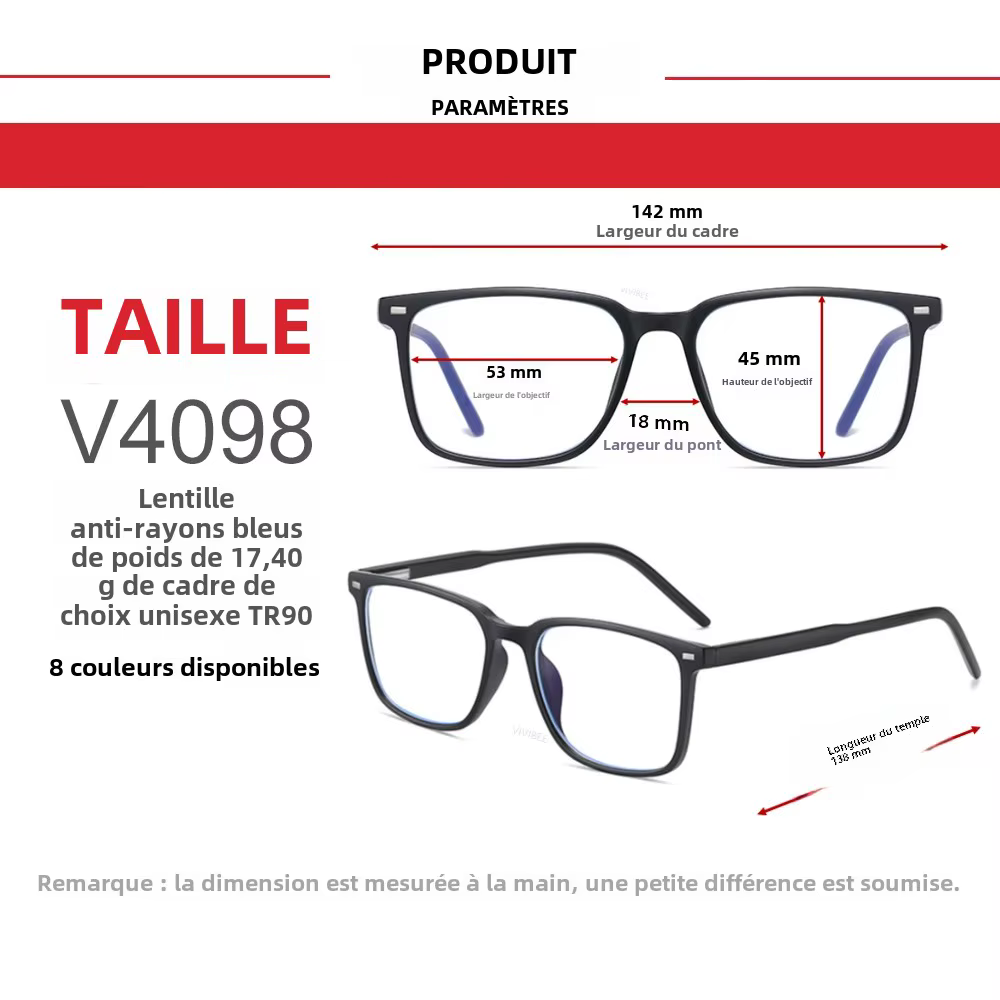 VIVIBEE 2026 Lunettes Anti-Lumière Bleue Carrées Homme Monture Légère TR90 Anti-Rayons Bleus Femme Lunettes Classiques pour Ordinateur