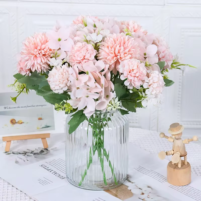 InjFlower-Fausse fleur pour décoration de mariage, 5 têtes, photographie, art, maison