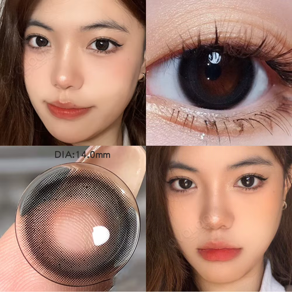 2 pièces/paire de lentilles de contact colorées brunes pour les yeux