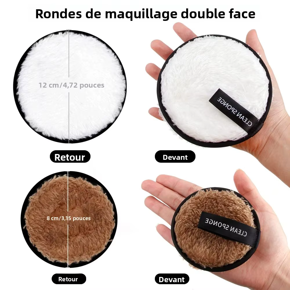 1/3 pièces disques réutilisables démaquillant lingette tampons de coton microfibre maquillage visage serviette tissu lavable éponge soins de la peau nettoyage bouffée