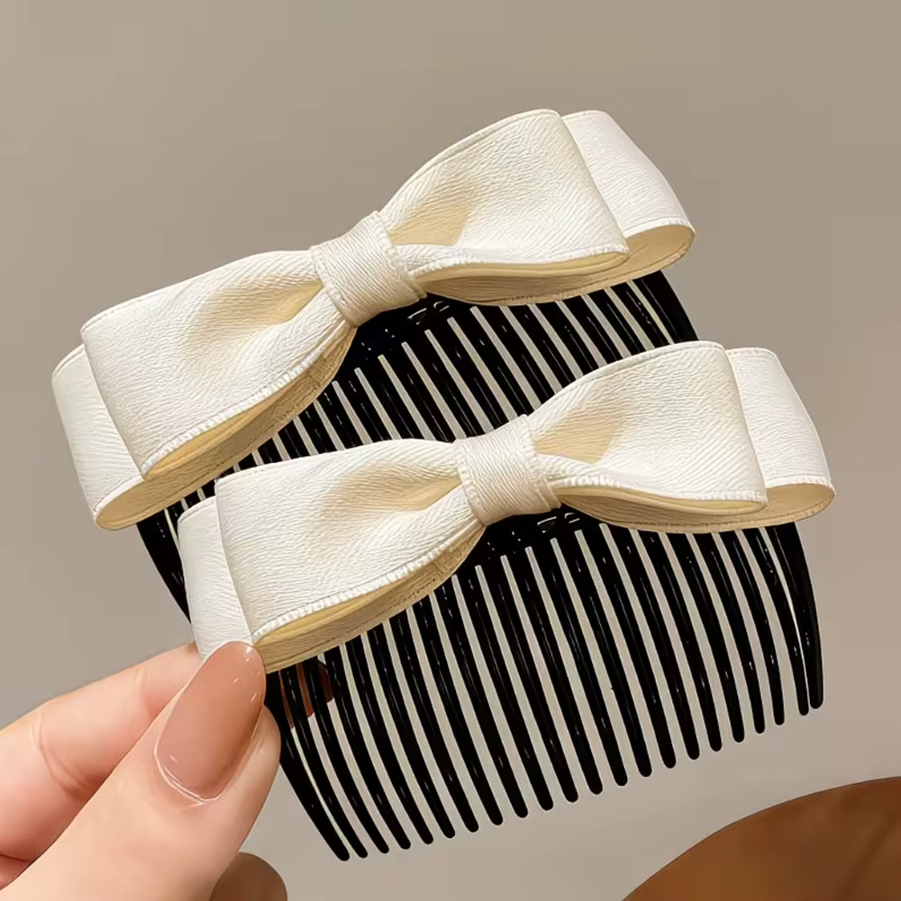 2 peignes à cheveux en forme de nœud pour l'arrière de la tête, épingles à cheveux élégantes pour le front, peignes latéraux pour lisser les franges (noir, blanc, rouge) adaptés aux femmes, cadeau par