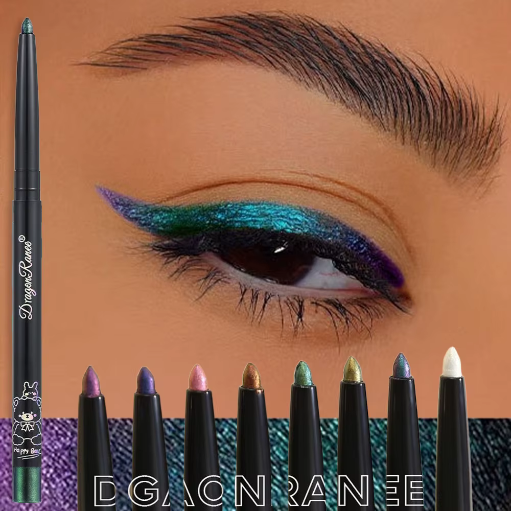 Crayon Eyeliner Nacré Effet Aurore Imperméable Bleu Violet Paillettes Diamantées Fard à Paupières Métallique Chrome Maquillage Yeux Effet Silkworm