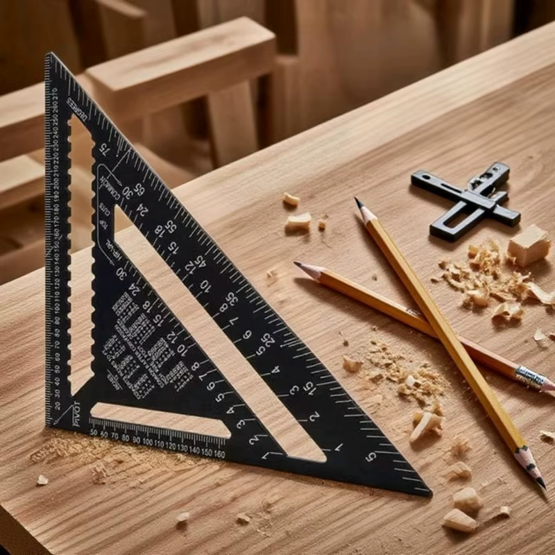 Règle d'angle triangulaire 12 pouces, rapporteur d'angle métrique en alliage d'aluminium, règle de mesure triangulaire, vitesse du travail du bois, Triangle carré
