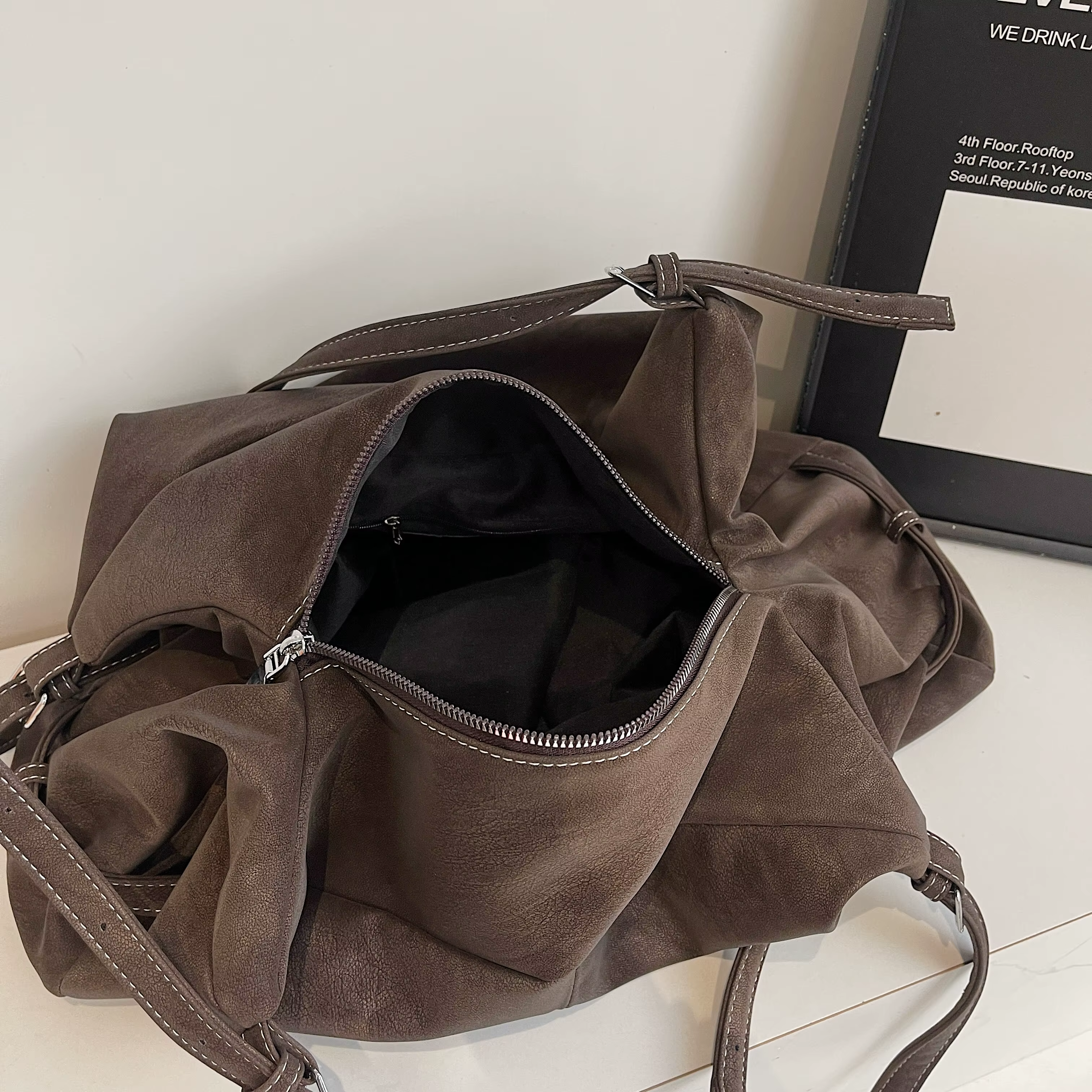 Faux daim femme sacs à bandoulière hiver nouveau dames sac à main grande capacité marque design femmes grands fourre-tout bolsa marron Vintage sacs