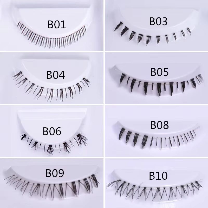 5 paires de cils inférieurs Pack 8 Styles différents sous les cils cils inférieurs doux 100% cils inférieurs à bande transparente faits à la main nouveau