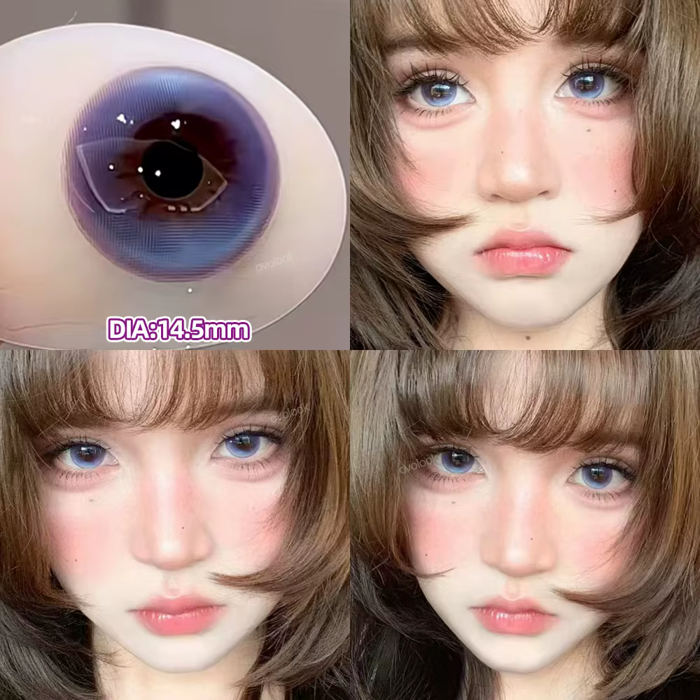 OVOLOOK-2pcs lentilles de Contact colorées sur ordonnance pour les yeux lentilles violettes beauté élèves myopie lentilles de couleur des yeux lentille bleue naturelle