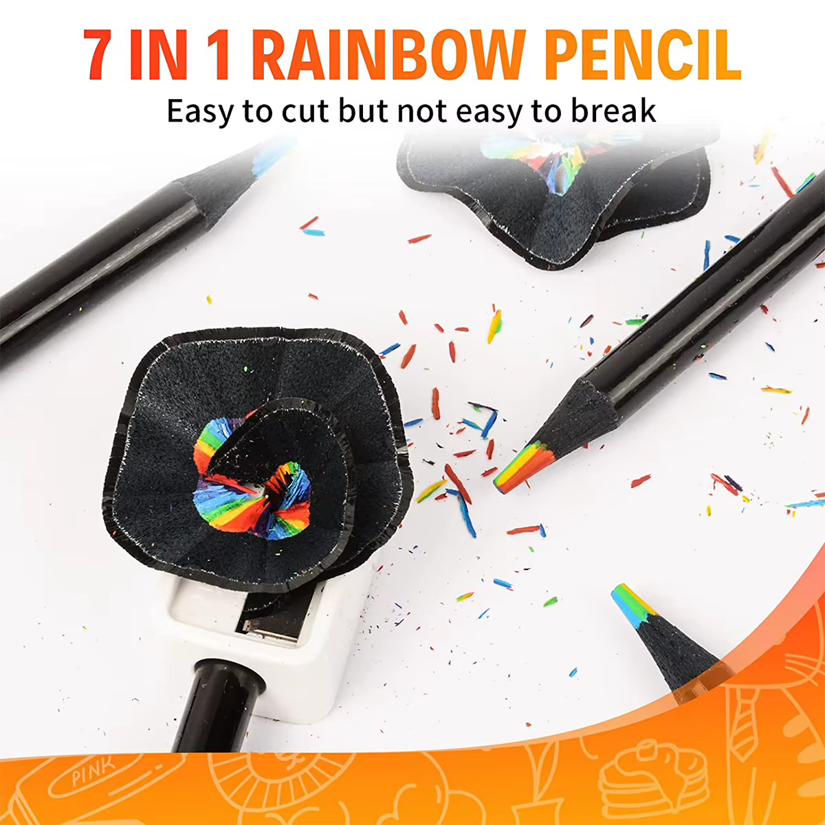 Crayons en bois colorés noirs, 7 en 1, crayons de dessin arc-en-ciel, pour croquis, gribouillage, coloration, peinture, papeterie pour l'école d'art, 10 pièces