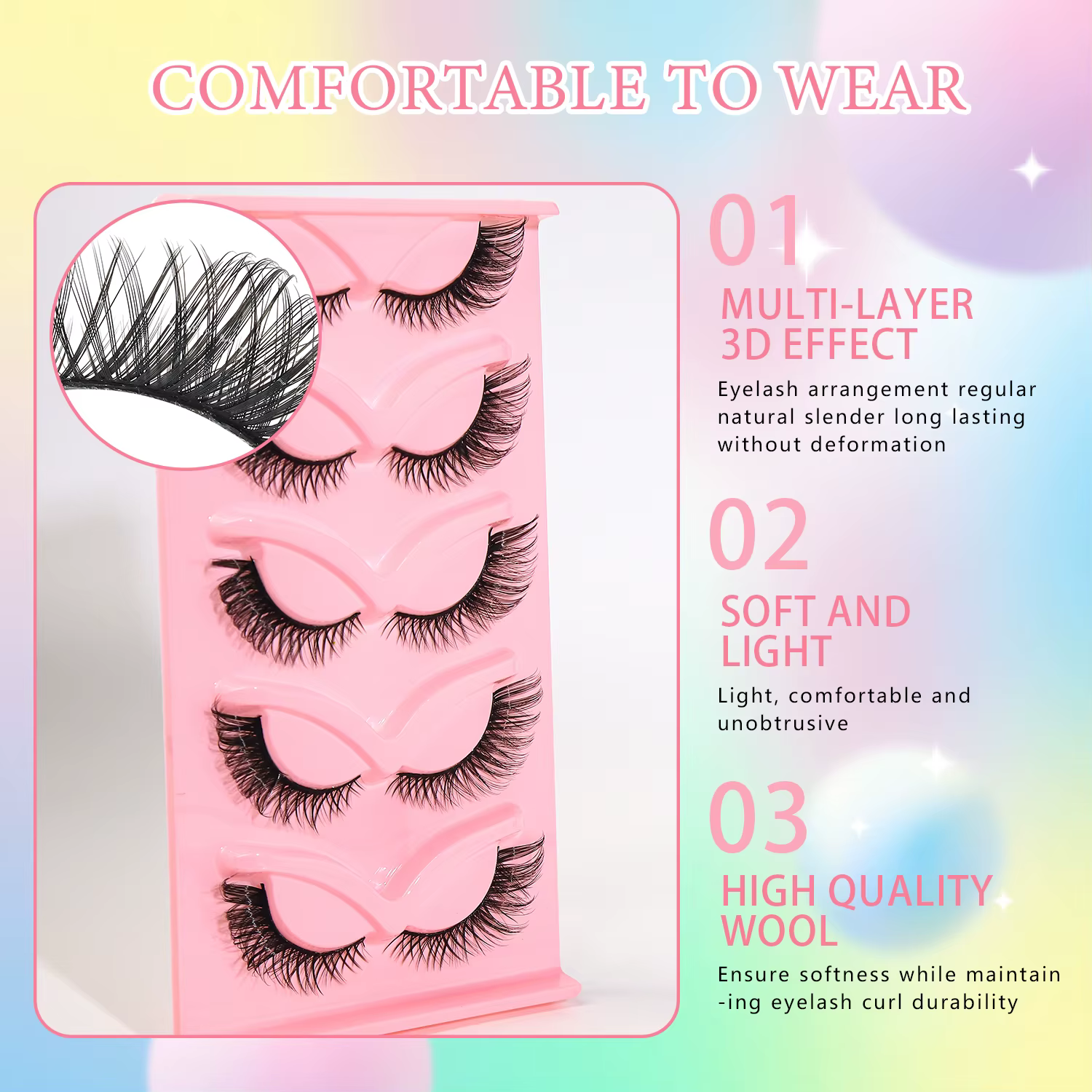 5 paires de faux cils longs naturels style croisé et style renard