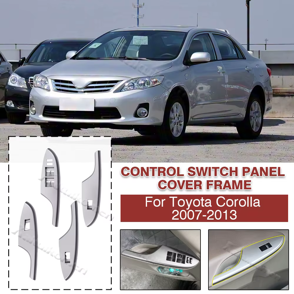 Pour Toyota Corolla 2007-2013 LHD, cadre décoratif pour le panneau de commande des lève-vitres électriques de la porte intérieure