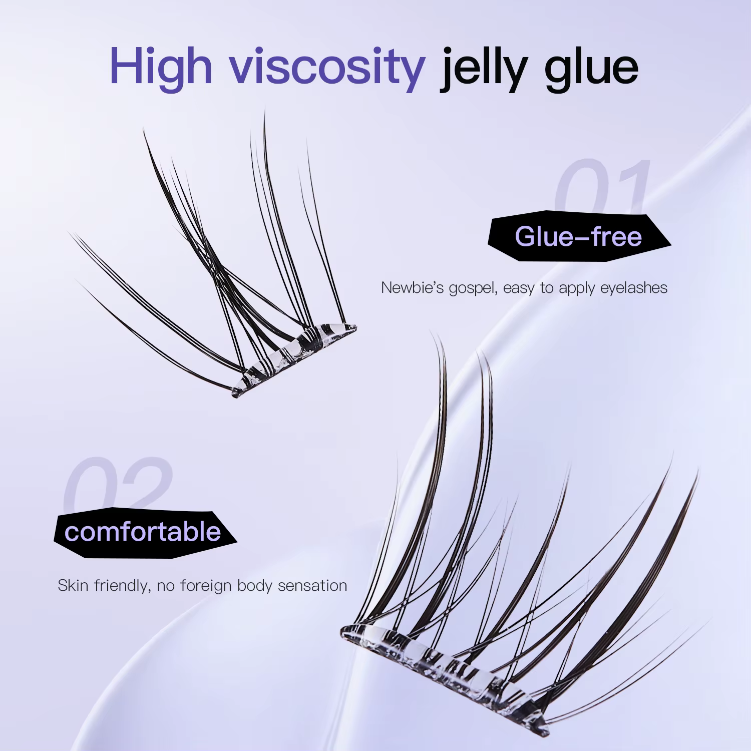 Faux-cils moelleux sans colle