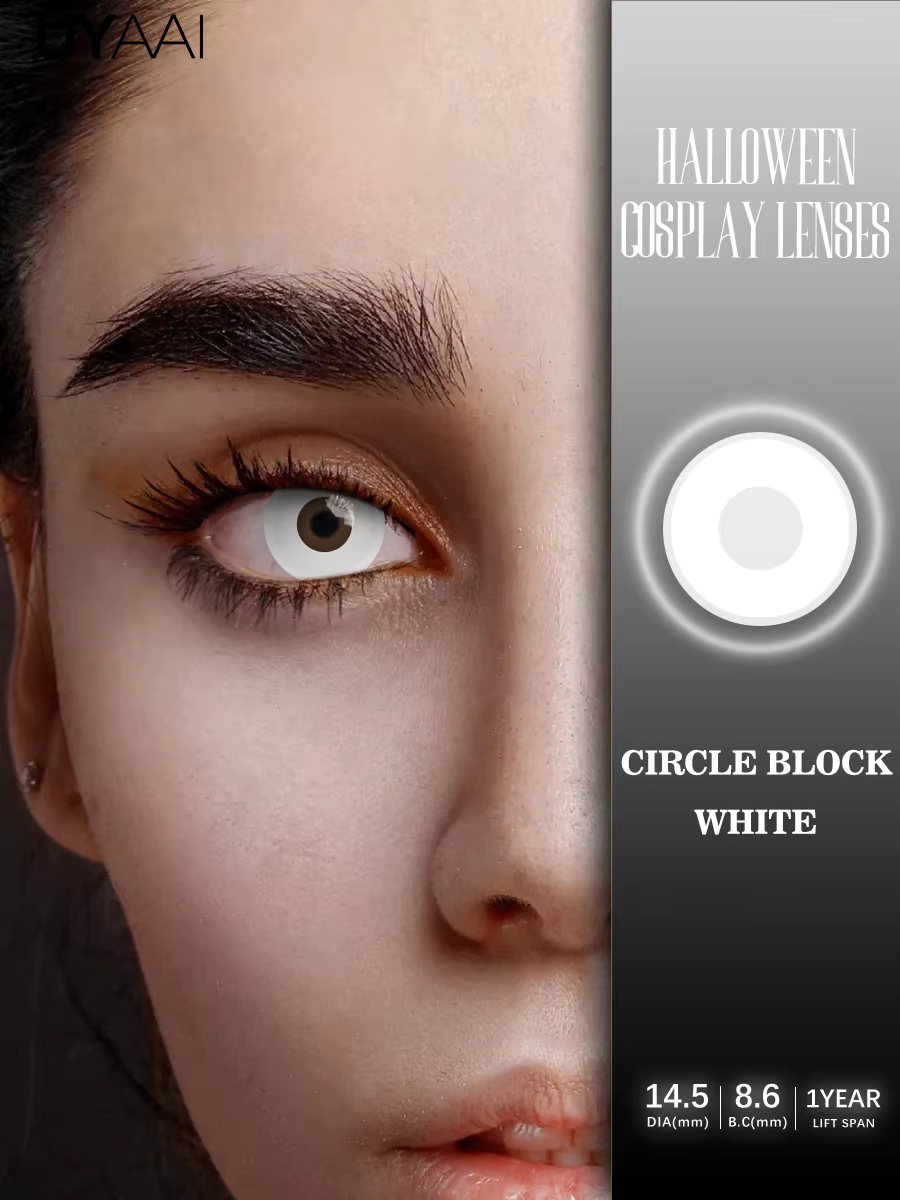 UYAAI Cosplay lentilles blanches Anime couleur des yeux noirs