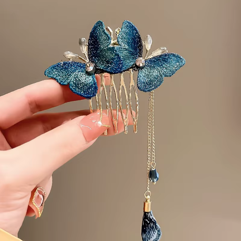 Pince à Cheveux Papillon Bleu Foncé pour Femme