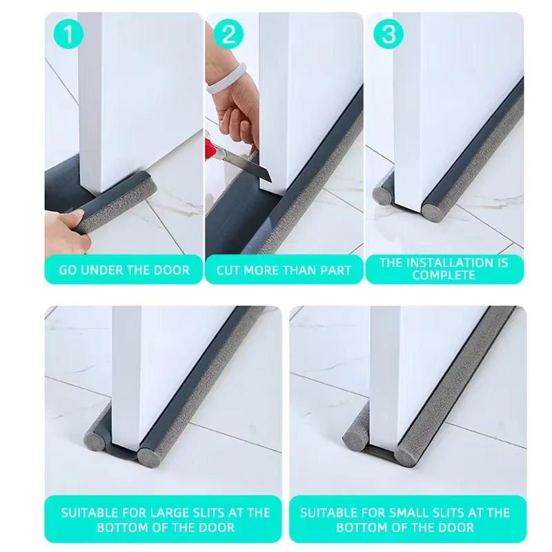 Bande d'étanchéité pour bas de porte, bouchon Flexible de réduction du bruit du vent, bloqueur sous la porte, Anti-Collision, Anti-poussière, bandes insonorisées