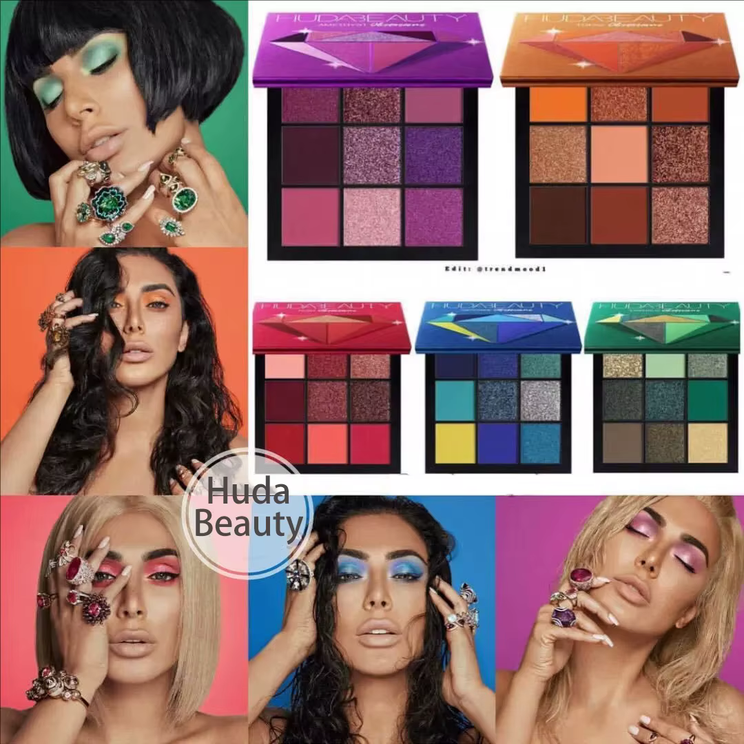 Huda Beauty 9 couleurs Palette diamant améthyste rubis rouge or ombre à paupières