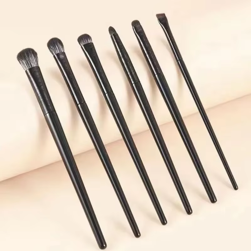 Ensemble de pinceaux de maquillage pour les yeux noirs, 6 pièces, pour contour professionnel, fard à paupières, Eyeliner, mélange Portable, outil cosmétique de beauté du visage