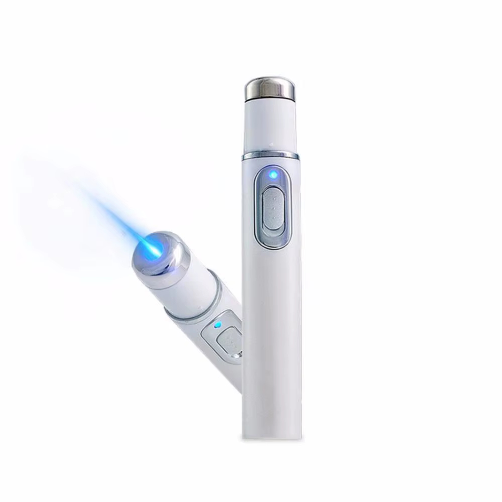 Thérapie par la lumière bleue, stylo Laser contre l'acné, thérapie par la lumière du visage LED pour l'élimination des cicatrices et des rides, dispositif de traitement, soins de la peau, équipement d