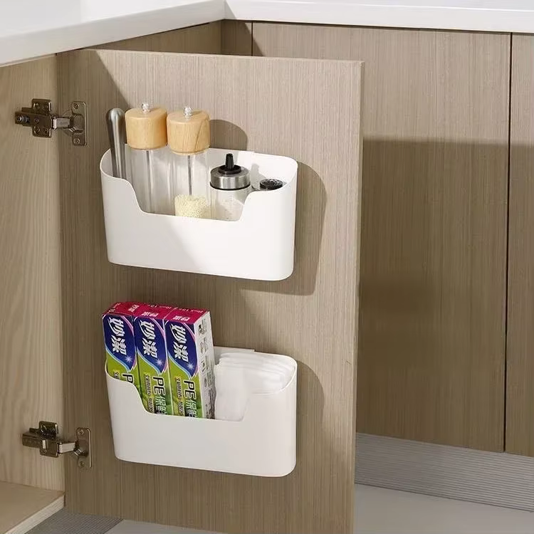 Support de rangement adhésif mural de cuisine, boîte de rangement multifonctionnelle pour porte d'armoire sous évier, étagère à tiroir, organisateur de salle de bains