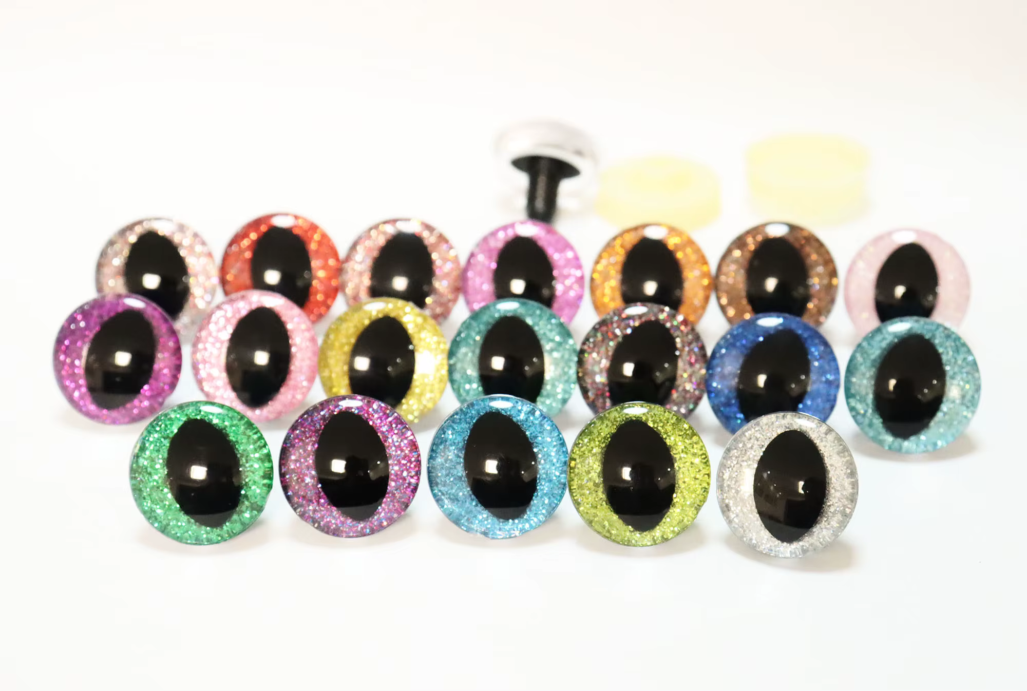 10 paires/lot d'yeux de chat 3D transparents de 10 mm à 30 mm, pupille noire, yeux d'animal de jouet avec rondelle de fixation - Option de taille et de couleur --N19