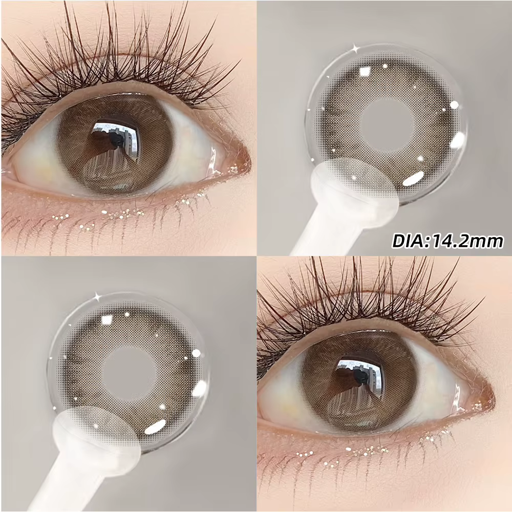 OVOLOOK-1 paire de lentilles de contact colorées pour les yeux, lentilles marron naturelles à la mode, 14.2/14.5mm, lentilles de beauté colorées bleues, violettes, roses
