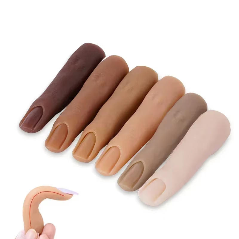 Modèle d'entraînement pour manucure, main d'entraînement en silicone pour nail art, faux doigt, embouts d'ongles naturels, présentoir à ongles DIY, outils de manucure