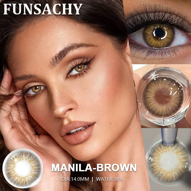 FUNSACHY 1 Paire de Lentilles de Contact Naturelles Colorées pour les Yeux Marron Gris