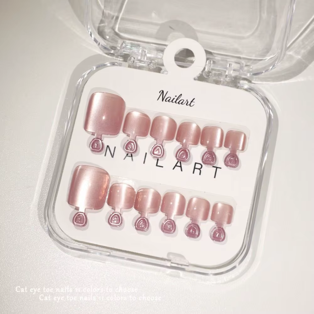 Nouveaux faux ongles d'orteil œil de chat faits à la main, à presser, couvrants, détachables, pour femmes et filles