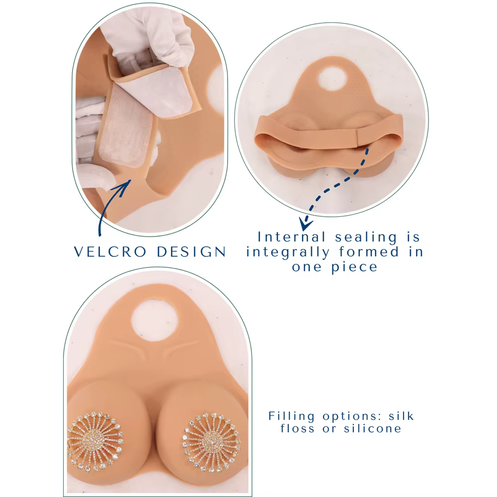 Prothèses mammaires en silicone avec dos en velcro, design concave B/C/D/E, pour transgenres, mastectomie, cosplay, faciles à porter.
