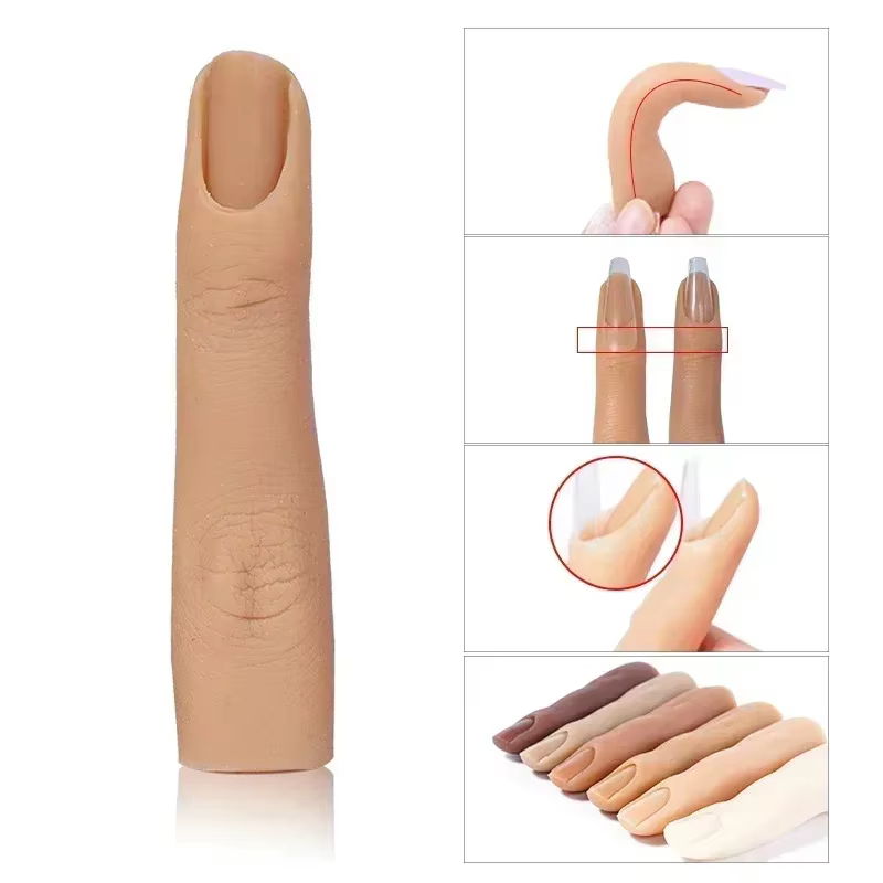 Modèle d'entraînement pour manucure, main d'entraînement en silicone pour nail art, faux doigt, embouts d'ongles naturels, présentoir à ongles DIY, outils de manucure