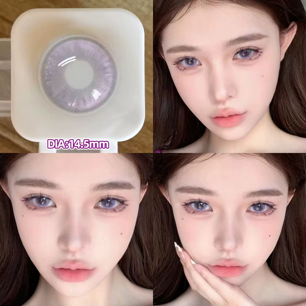 OVOLOOK-2pcs lentilles de Contact colorées sur ordonnance pour les yeux lentilles violettes beauté élèves myopie lentilles de couleur des yeux lentille bleue naturelle