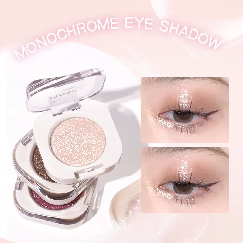 Diamant argent fard à paupières durable imperméable Monochrome brillant maquillage des yeux Palette miroitant mat gris