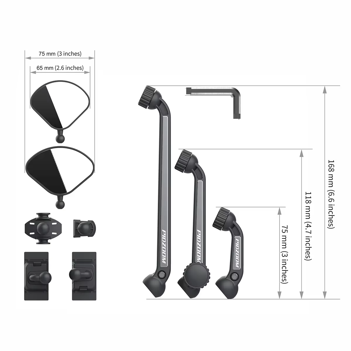 Kit de base de rétroviseurs de casque et kit de bras – Améliorez la visibilité pour les motocyclistes