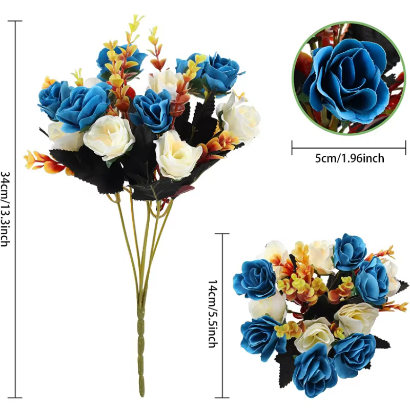Roses artificielles pour mariage, 1 bouquet de fausses fleurs, accessoires de décoration pour la maison