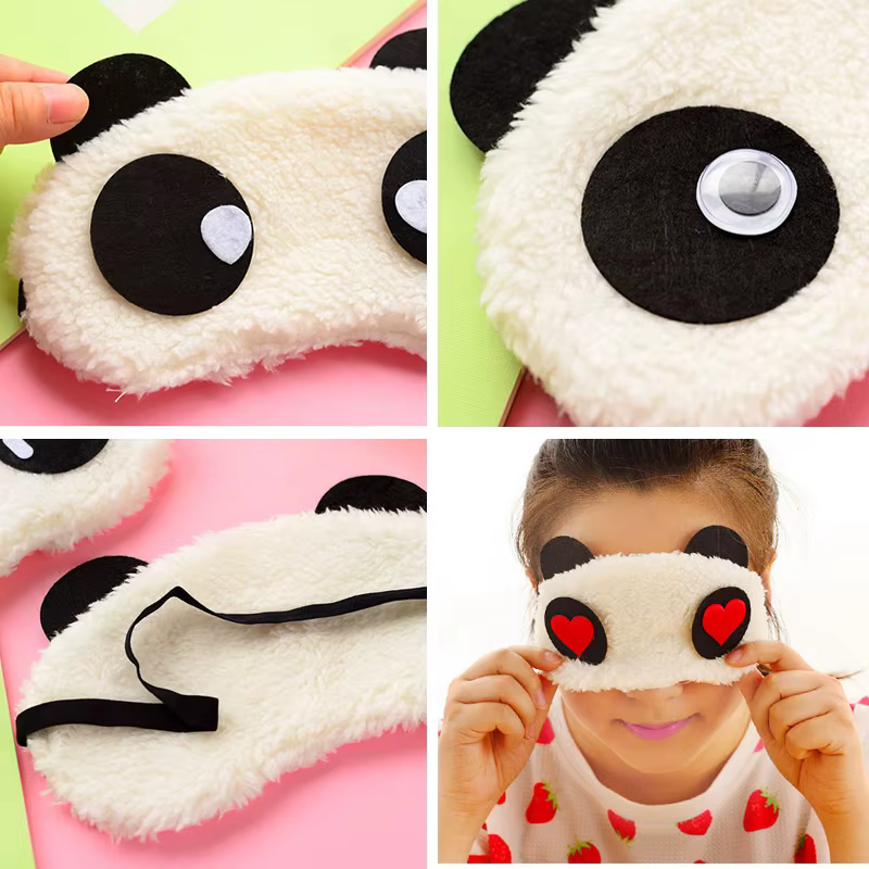 Mode mignon Design peluche Panda visage oeil voyage dormir doux masque pour les yeux bandeau ombre