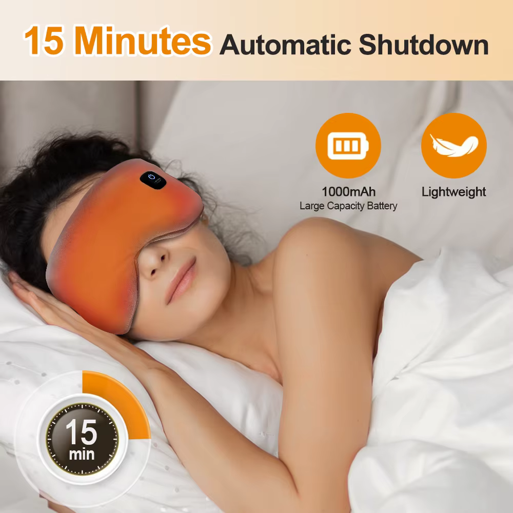 Masque oculaire chauffant sans fil avec massage par vibration électrique