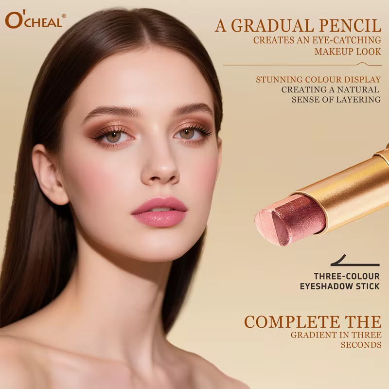 O'CHEAL trois couleurs ombre à paupières bâton dégradé délicat brillant imperméable paillettes