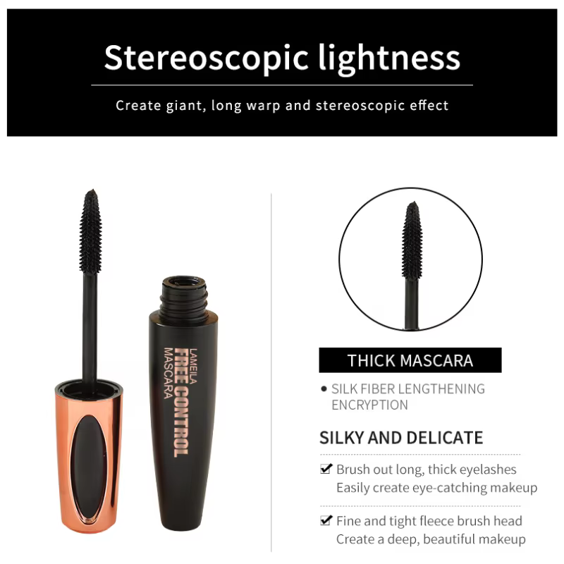 Mascara noir longue tenue 8D en fibres de soie