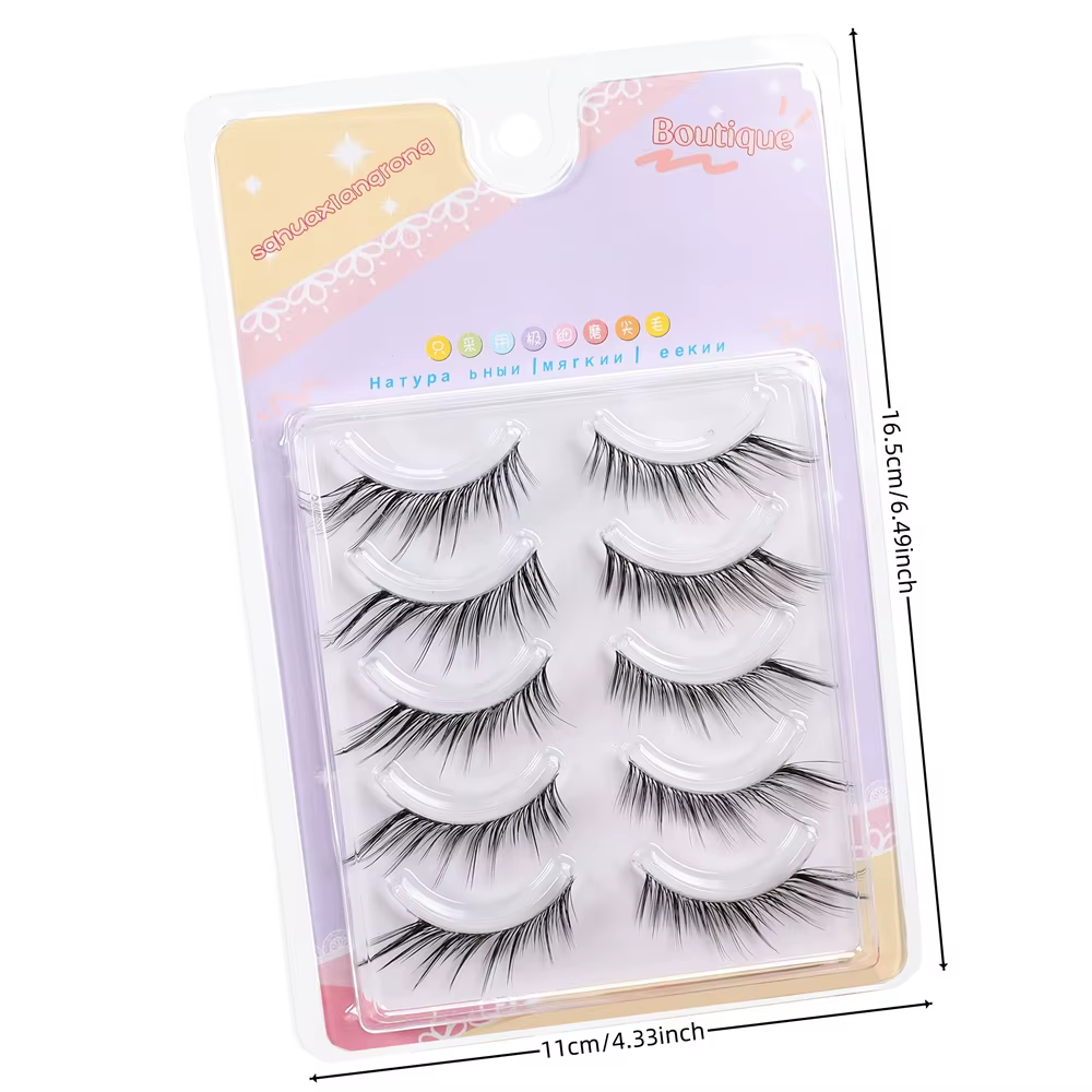 5 paires de faux cils de fée - Épais et d'aspect naturel