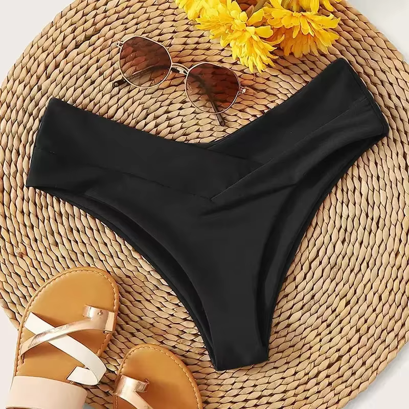 Sexy brésilien string bas de Bikini femmes maillots de bain slips coupe classique short de bain dames maillot de bain V effronté taille haute Bikini