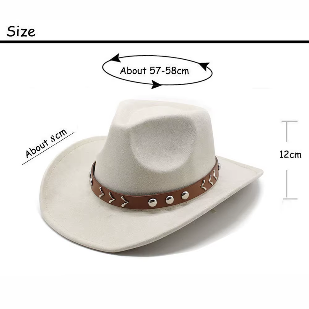 Chapeau de cowboy occidental en faux daim pour hommes et femmes, chapeaux Fedora avec cuir, casquettes en feutre Sombrero Church, Lady Jazz Cowgirl, Gentleman