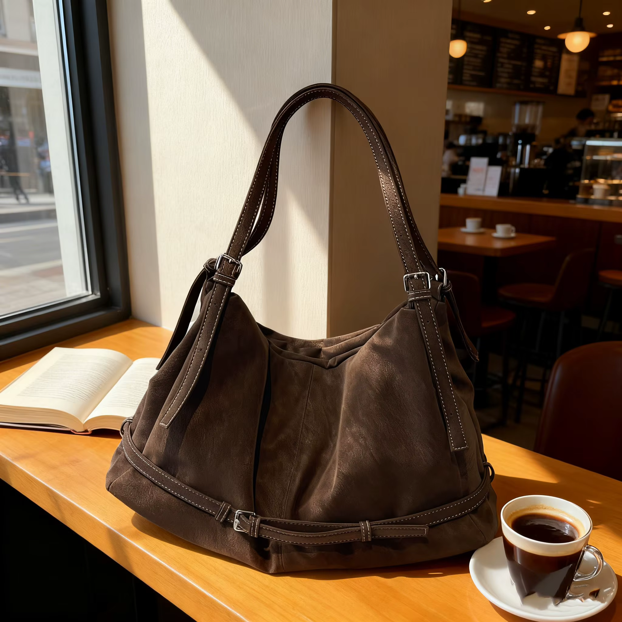 Faux daim femme sacs à bandoulière hiver nouveau dames sac à main grande capacité marque design femmes grands fourre-tout bolsa marron Vintage sacs