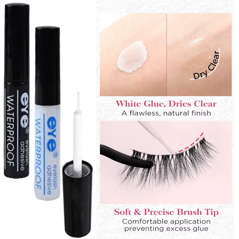 Colle pour faux cils transparente blanche et noire